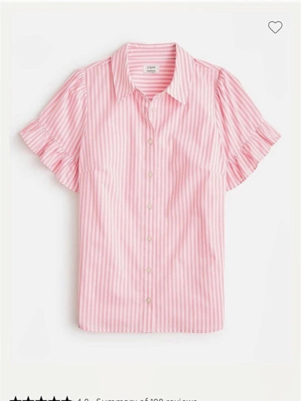 J.Crew Factory Striped Ruffle-Sleeve Top in Pink & White